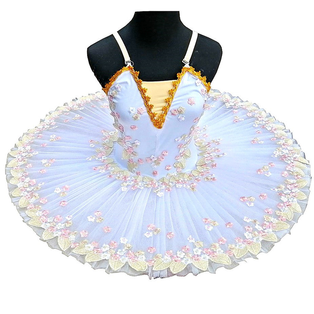 儿童舞蹈裙绣花吊带裙发光小天鹅芭蕾演出服烫钻连衣裙