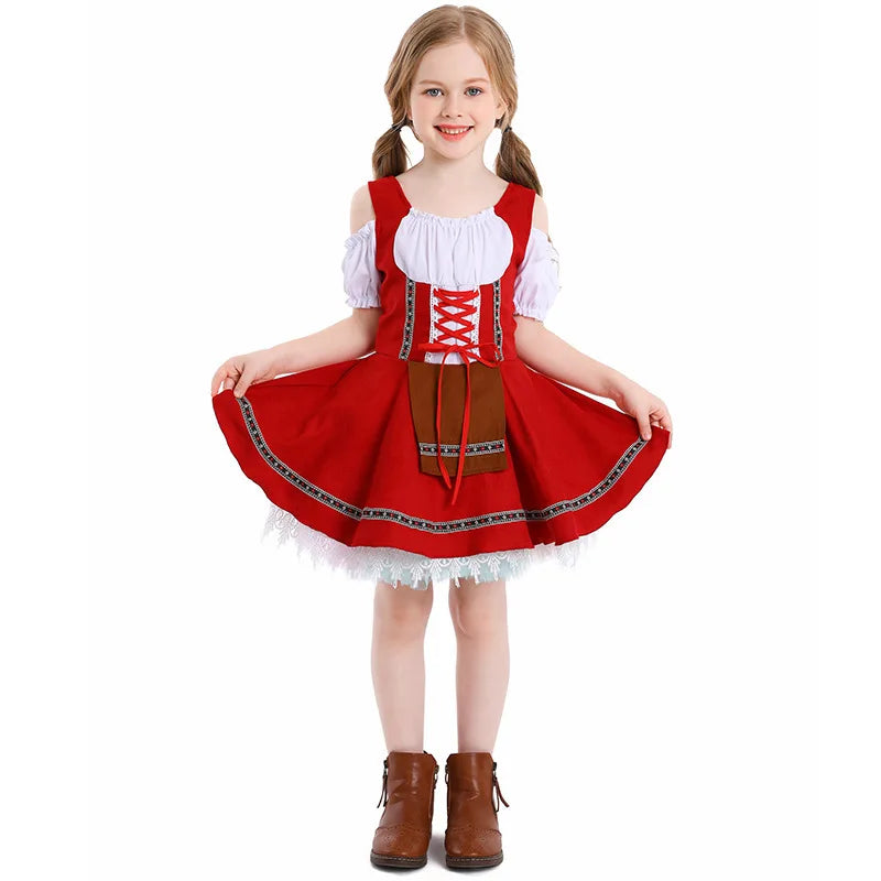 Multi-Color Girls German Oktoberfest Costume Kids Bavarian Dirndl Dress Children Beer Festival Maid Outfit Halloween Party Wear