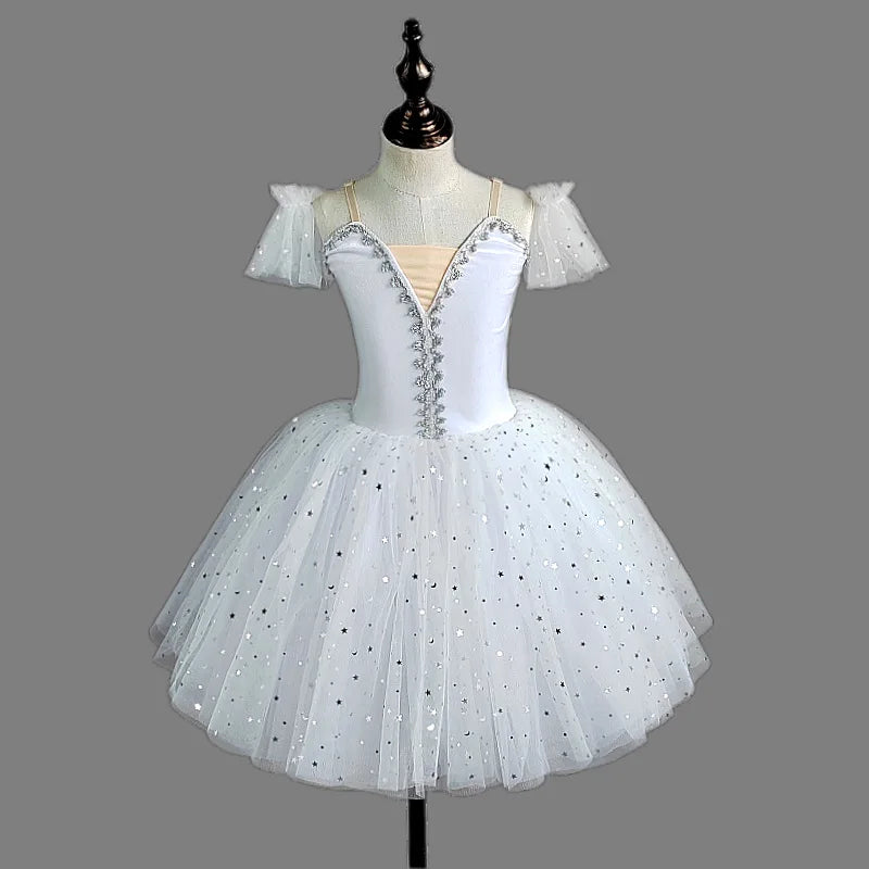 Sequin Girls Ballet Tutu Dress Kids Gradient Ombre Long Tulle Skirt Children Princess Party Gown Stage Performance Dance Wear