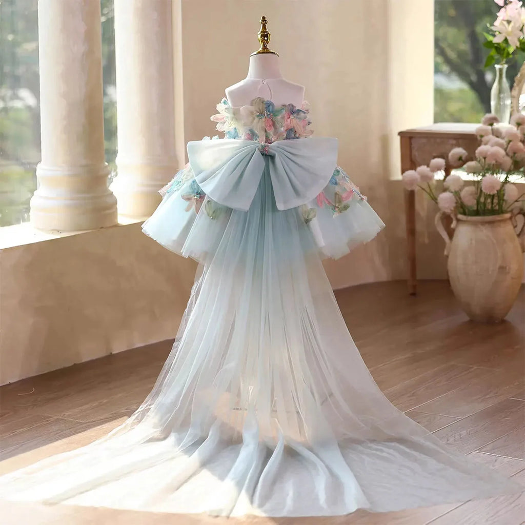 Girls Luxury Formal Gown Kids Boutique Princess Dress for Birthday Party Children Host Piano Show Performance Outfits
