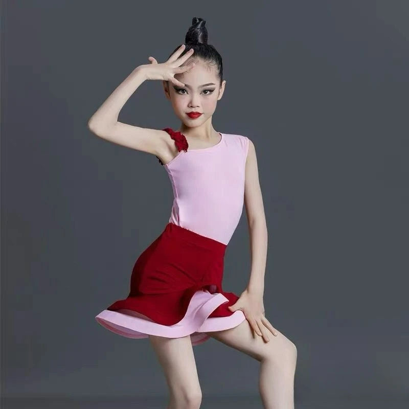 Professional Latin Dance Dress for Girls Kids Ballroom Dancewear Green Performance Costume Children Samba Rumba Salsa Vestidos