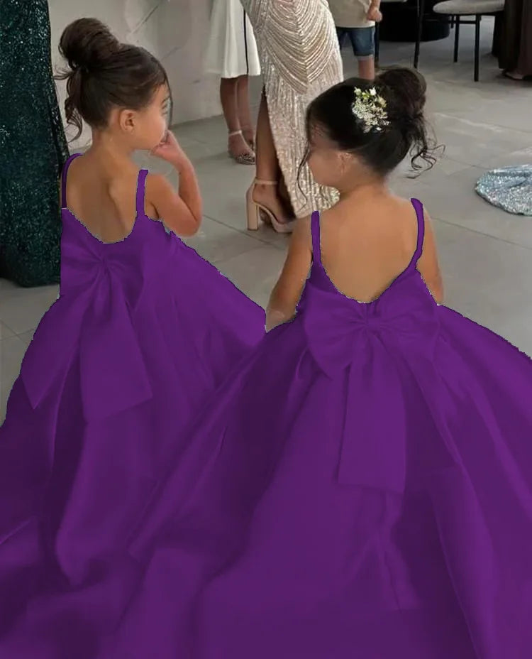 Flower Girl Dress for Wedding Kids Long Train Princess Gown Toddler First Communion Dress Girls Catwalk Show Vestidos