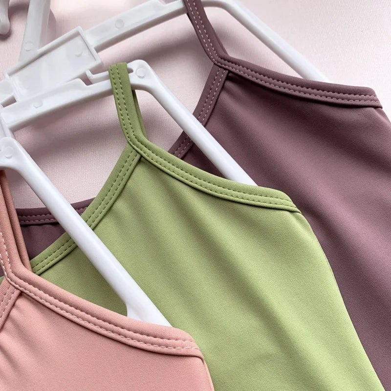 Kids Professional Gymnastics Leotard Girls Ballet Dance BodySuit Children Solid Color Exercise Wear Student Performance Outfits