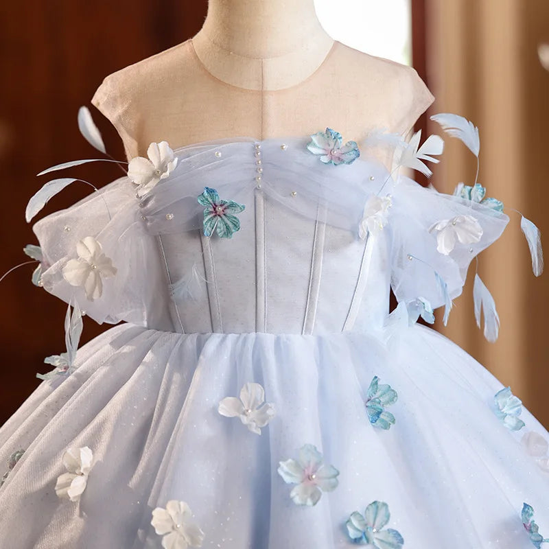 Elegant Flower Girl Dress for Wedding Kids Luxury Princess Gown Children Catwalk Runway Performance Boutique Party Vestidos