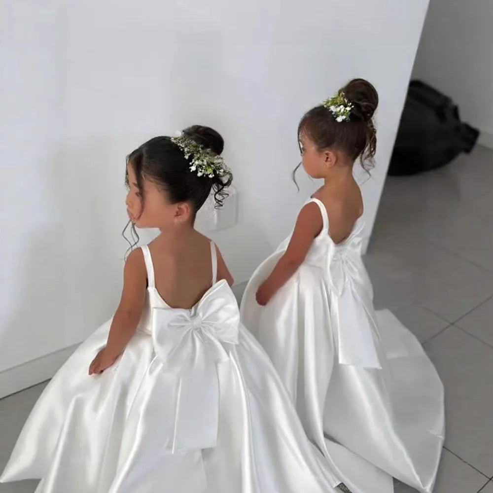 Flower Girl Dress for Wedding Kids Long Train Princess Gown Toddler First Communion Dress Girls Catwalk Show Vestidos
