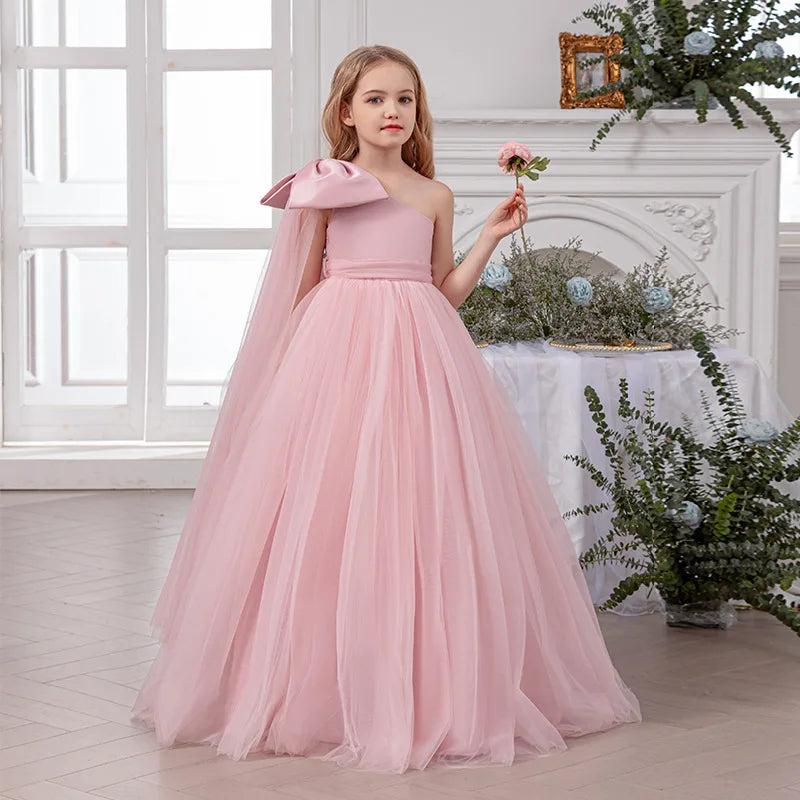 Flower Girl Dress for Wedding Kids Long Evening Gown Luxury Princess Tulle Dresses Big Girls Birthday Party Performance Vestidos