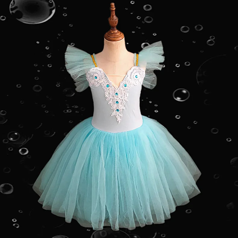 School Stage Performance Girls Ballet Dress Kids Professional Tutu Skirt Children Gymnastics Leotard Team Dance Wear Outfits