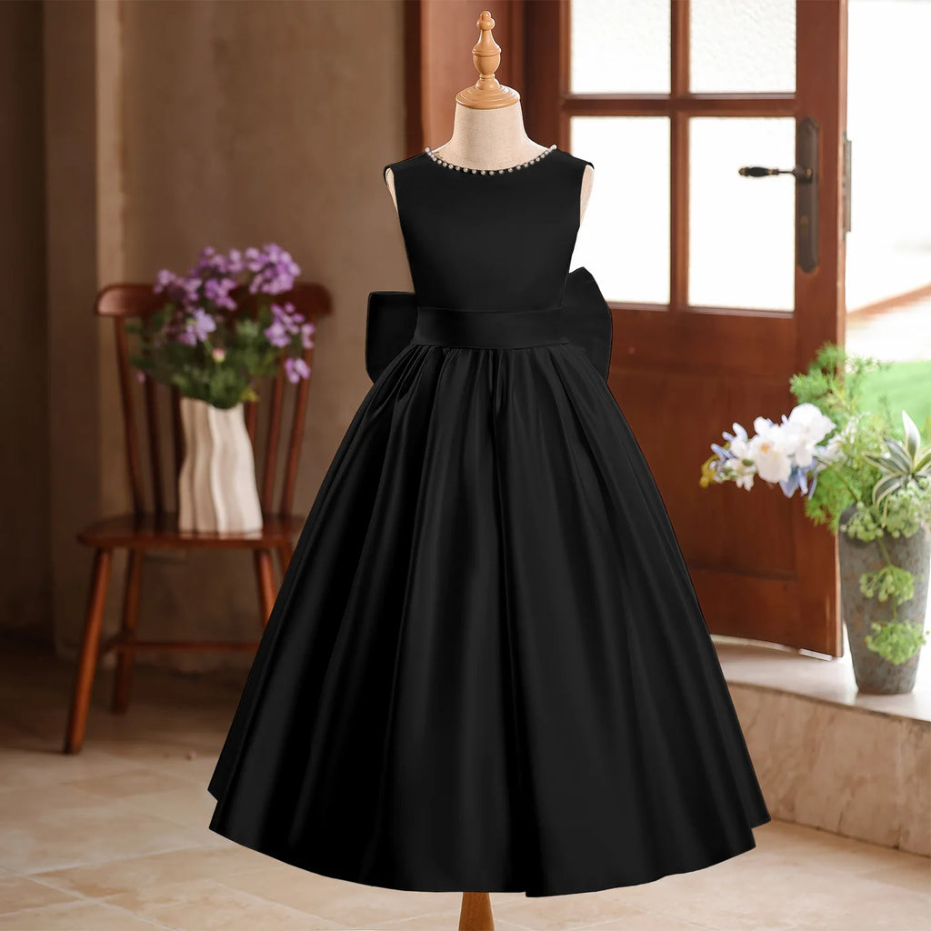 Luxury Champagne Girls Princess Dress Elegant Mesh Tulle Gown Big Kids Formal Party Event Dress Child Host Performance Outfits