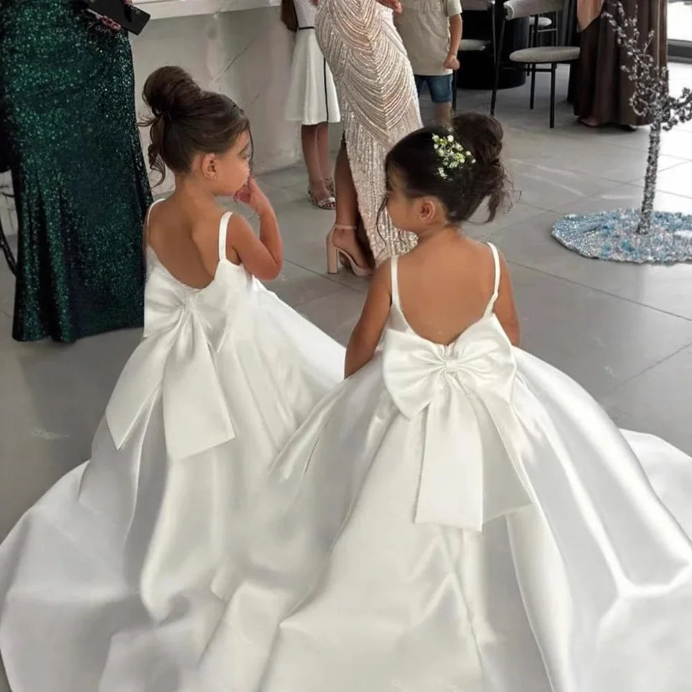 Flower Girl Dress for Wedding Kids Long Train Princess Gown Toddler First Communion Dress Girls Catwalk Show Vestidos