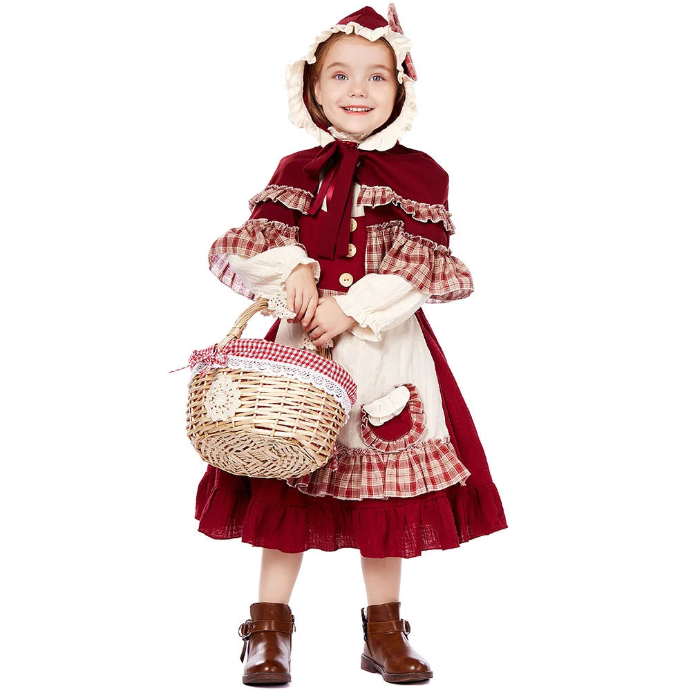 Multi-Color Girls German Oktoberfest Costume Kids Bavarian Dirndl Dress Children Beer Festival Maid Outfit Halloween Party Wear