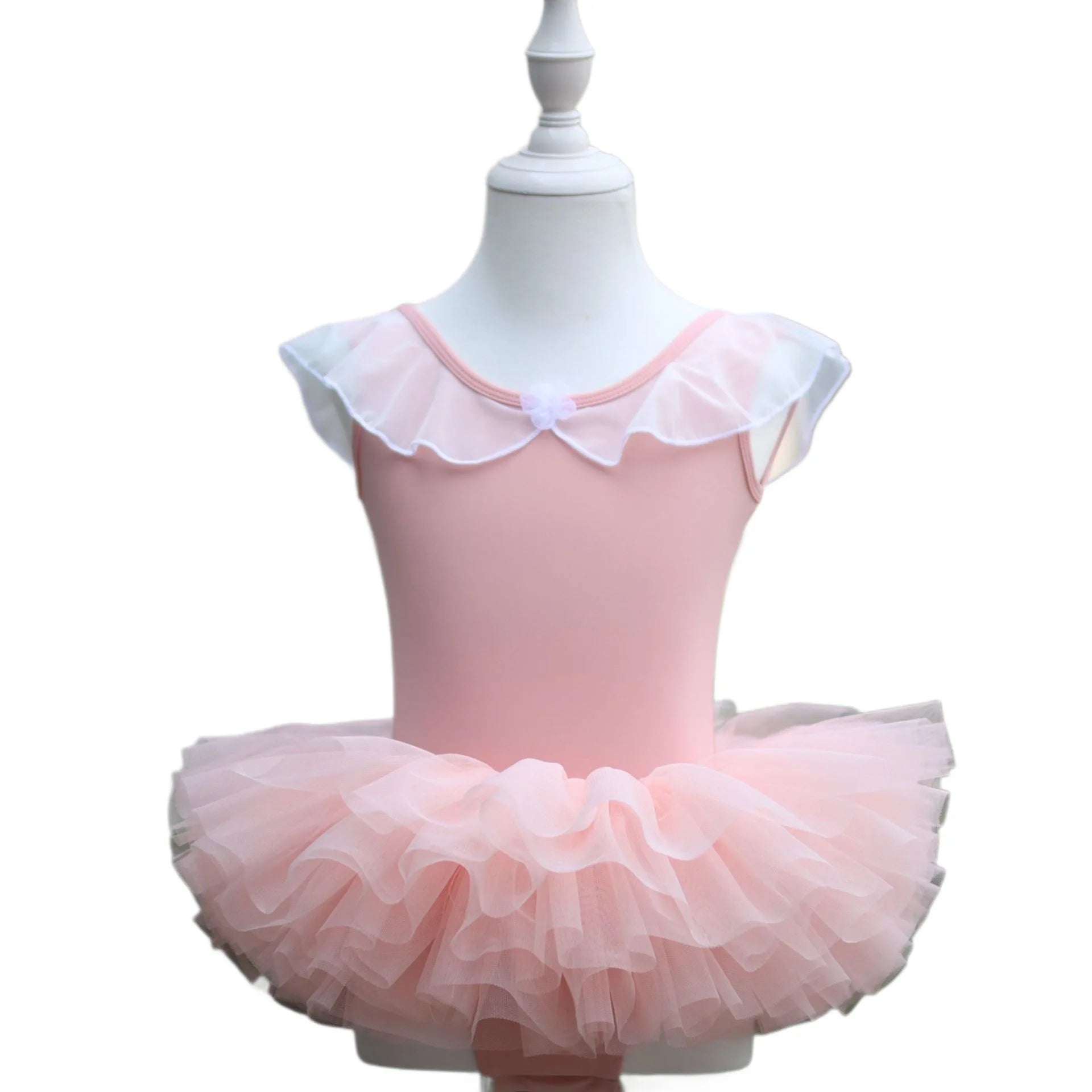 Summer Girls Ballet Dance Dress Kids Mesh Tulle Tutu Skirt Children Gymnastics Leotard BodySuit Student Practice Exercise Wear