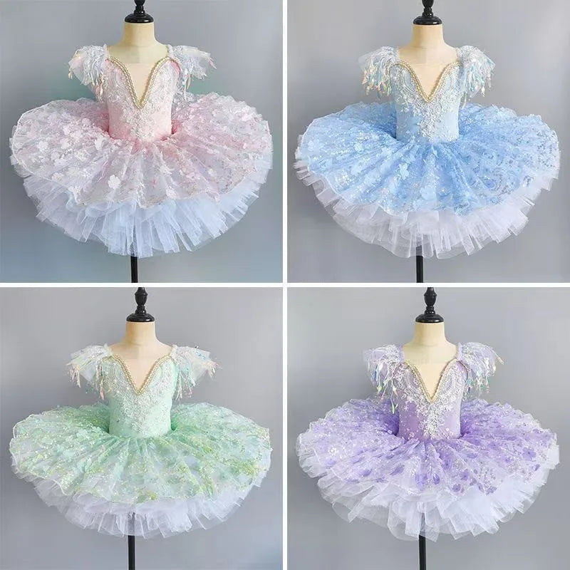 rofessional Ballet Tutu for Girls Kids Swan Lake Dance Dress Elegant Puffy Tulle Skirt Child Stage Performance Outfits Vestidos
