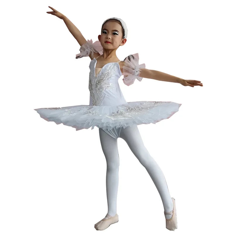 Sweet Repertoire Ballet Tutu Dress Kids Dreamy Stage Performance Outfits Children Elegant Puffy Mesh Dance Wear Princess Gown