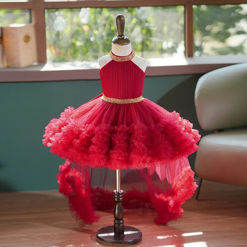 Girls Luxury Evening Gown Kids Princess Dress for Host Catwalk Show Children Piano Performance Outfits Vestidos