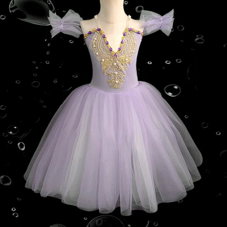 Professional Kids Ballet Dance Dress Girls Soft Mesh Tutu Skirt Children Gymnastics Exercise Leotard Stage Performance Clothing