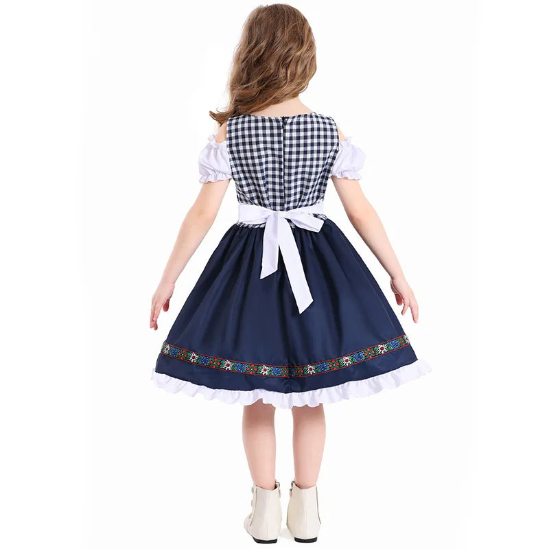 Traditional Girls German Oktoberfest Costume Kids Bavarian Dirndl Dress Children Beer Festival Apron Outfits Halloween Carnival