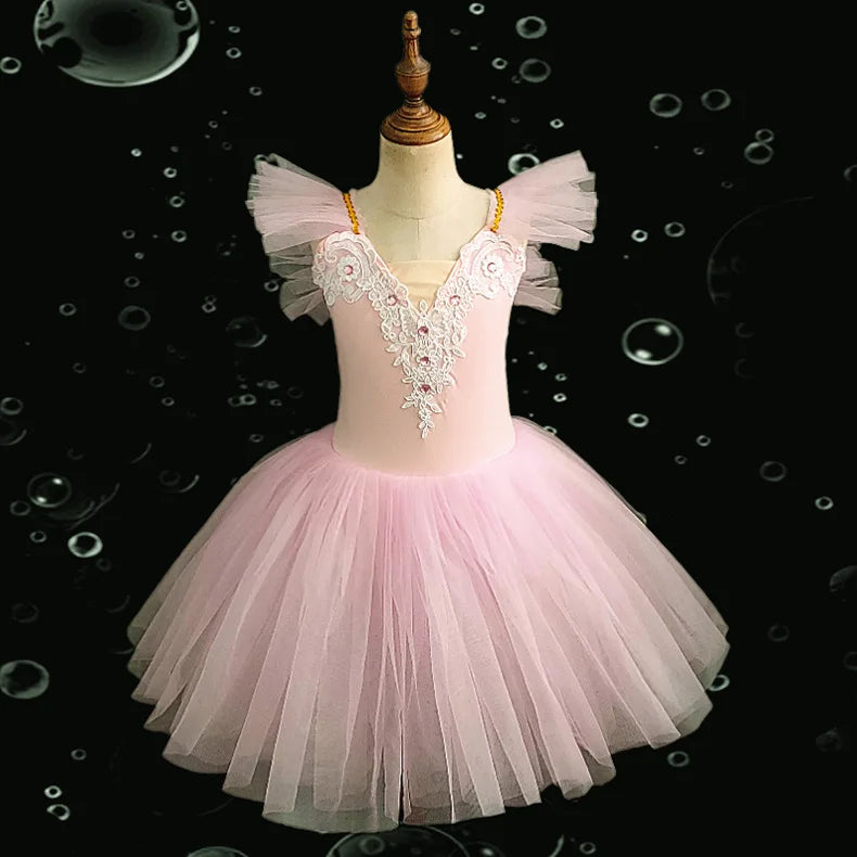 School Stage Performance Girls Ballet Dress Kids Professional Tutu Skirt Children Gymnastics Leotard Team Dance Wear Outfits