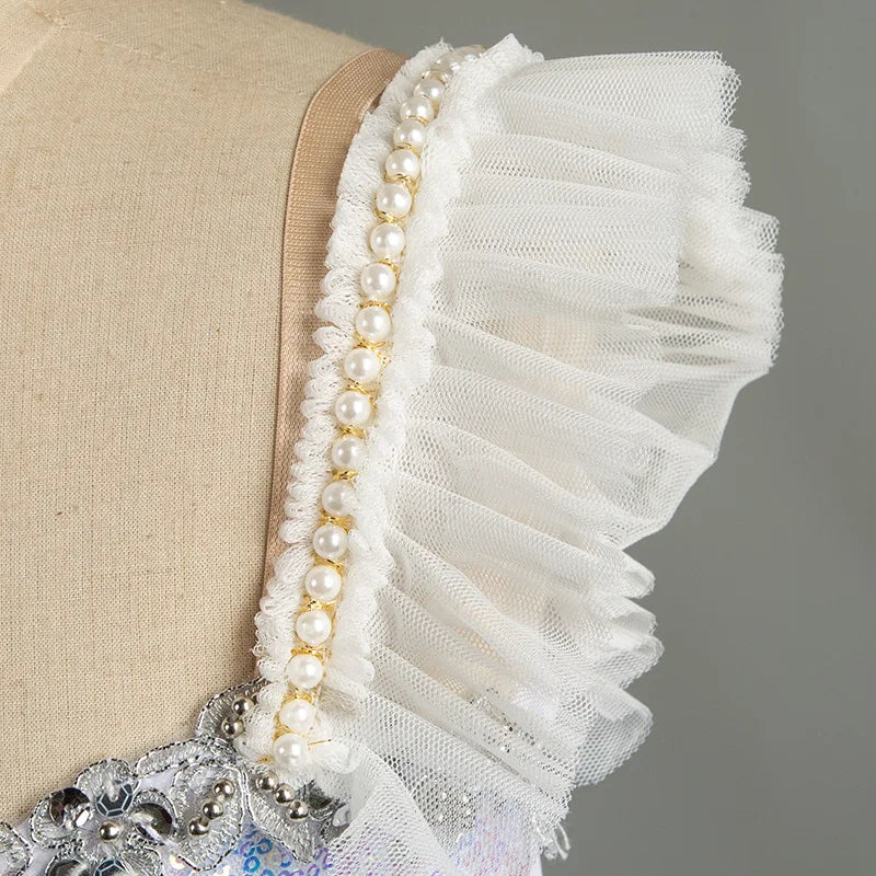 Professional Ballet Tutu Dress Kids Sweet 3D Mesh Skirted Leotard Children Gymnastics Practice Wear Stage Performance Outfits