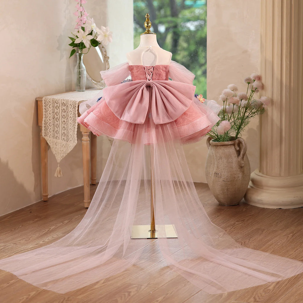 Elegant Flower Fairy Girls Princess Gown Kids Luxury Formal Birthday Party Dress Toddler Nature Style Performance Wear