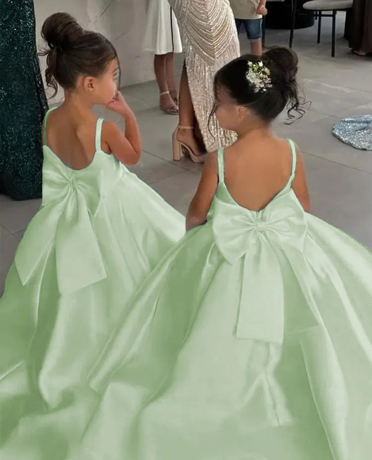 Flower Girl Dress for Wedding Kids Long Train Princess Gown Toddler First Communion Dress Girls Catwalk Show Vestidos