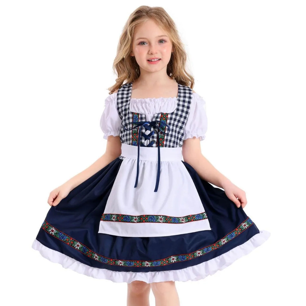Traditional Girls German Oktoberfest Costume Kids Bavarian Dirndl Dress Children Beer Festival Apron Outfits Halloween Carnival