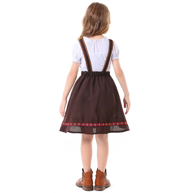 Traditional Bavarian Dirndl for Girls German Oktoberfest Costume Children Folk Performance Clothing Halloween Carnival Outfits