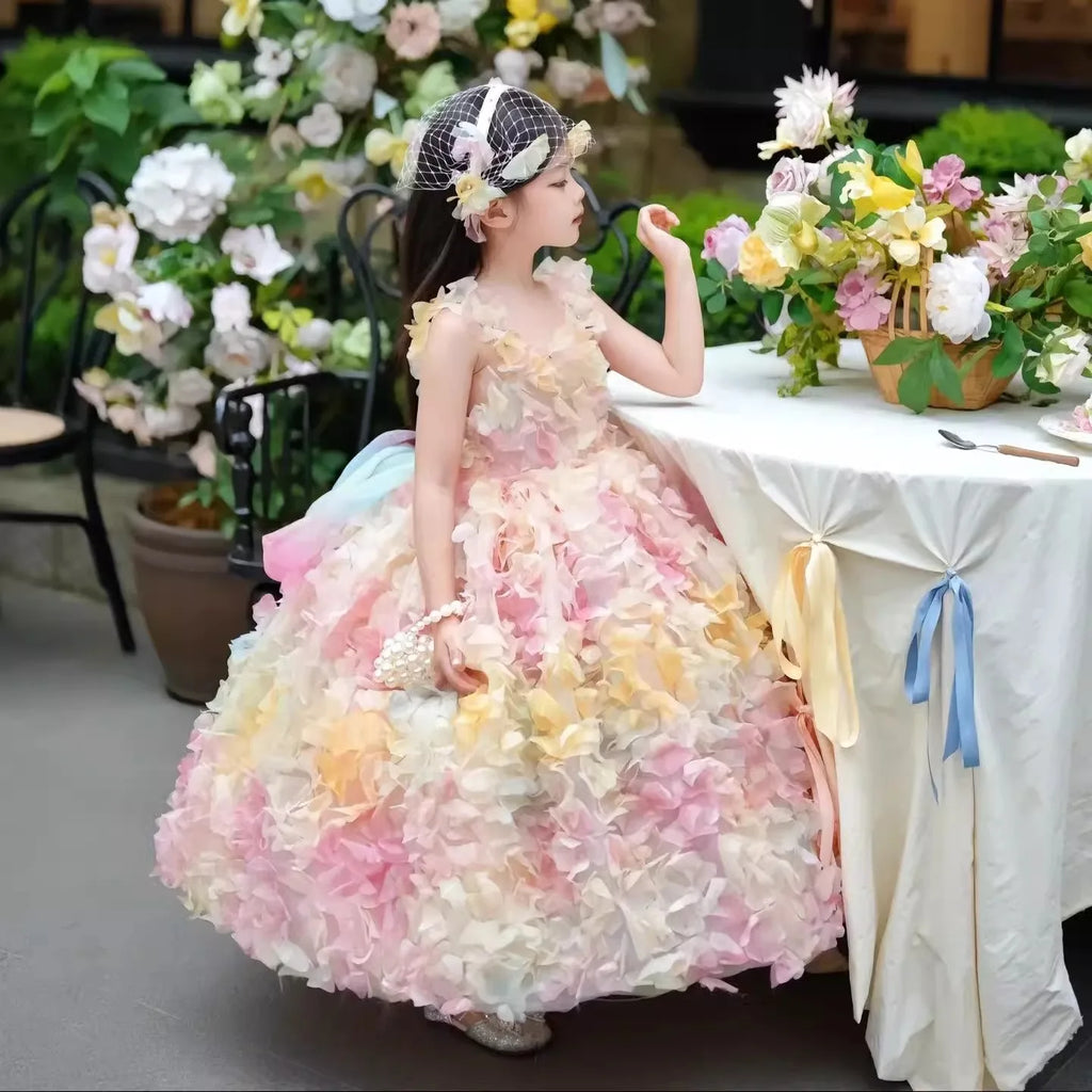 Flower Girl Dress for Wedding Kids Birthday Party Gown Luxury Princess Tulle Dresses Toddler Girls Host Performance Vestidos