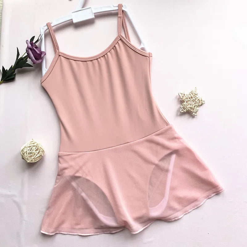 Kids Professional Gymnastics Leotard Girls Ballet Dance BodySuit Children Solid Color Exercise Wear Student Performance Outfits
