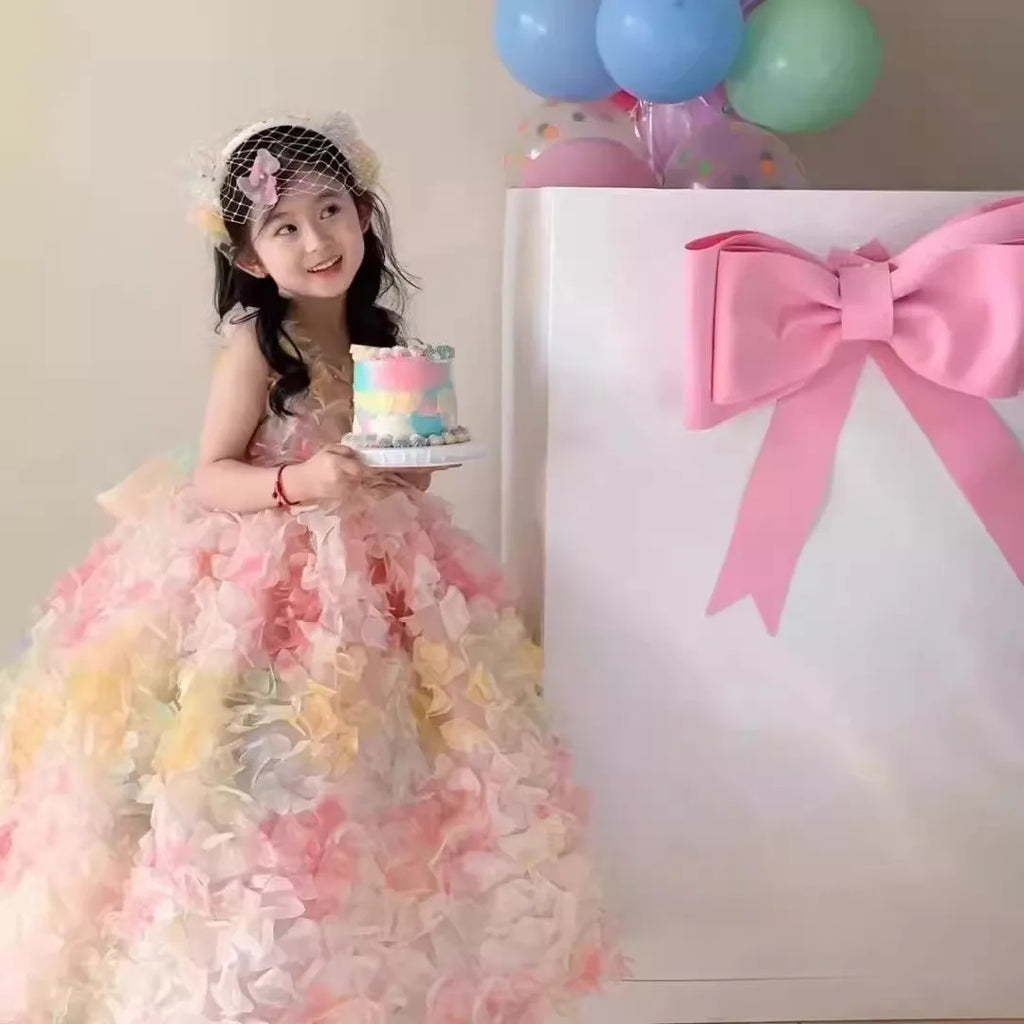 Flower Girl Dress for Wedding Kids Birthday Party Gown Luxury Princess Tulle Dresses Toddler Girls Host Performance Vestidos