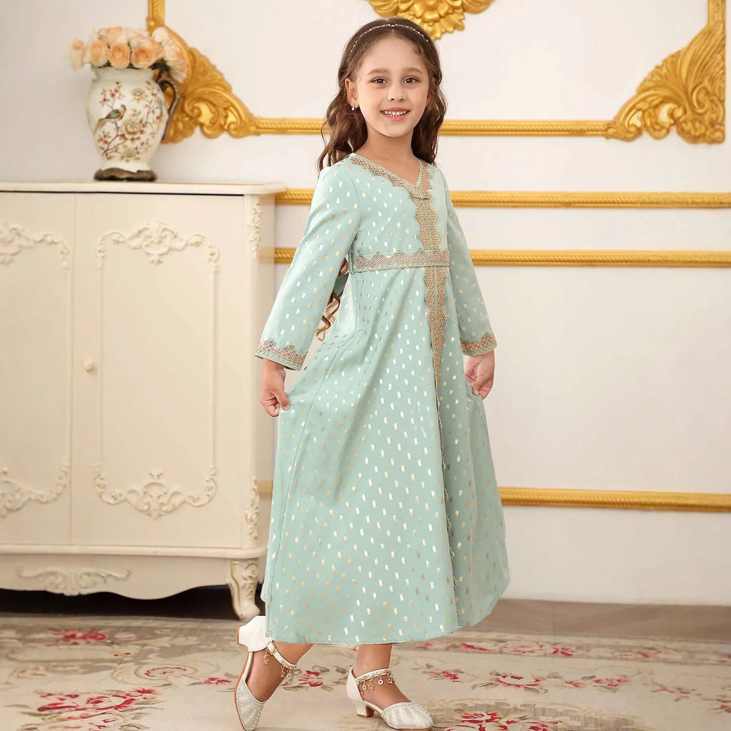 Floral Print Girls Princess Dress Long Sleeve Kids Elegant Tulle Gown Child Formal Party Event Dress for Spring Autumn Vestidos