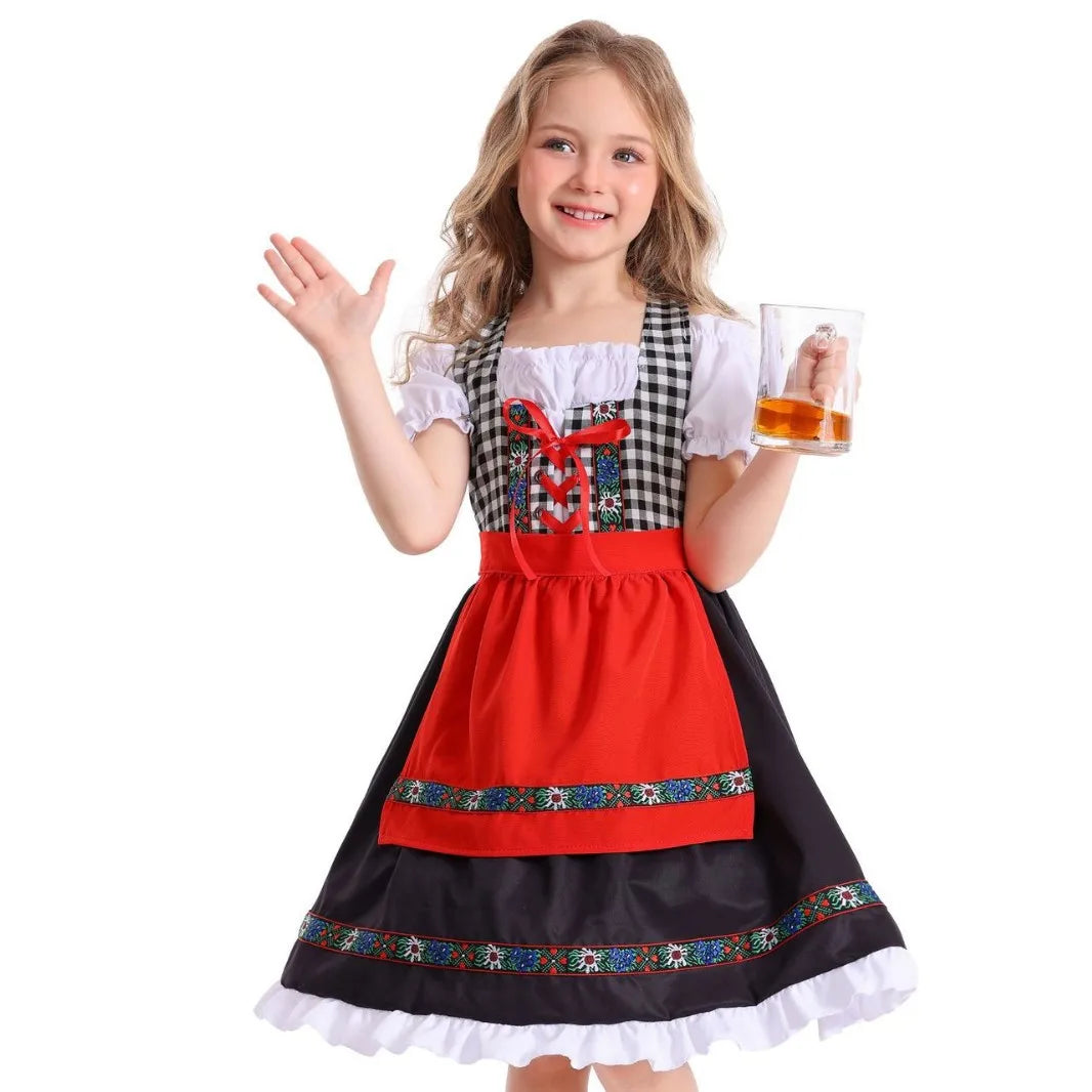 Traditional Girls German Oktoberfest Costume Kids Bavarian Dirndl Dress Children Beer Festival Apron Outfits Halloween Carnival