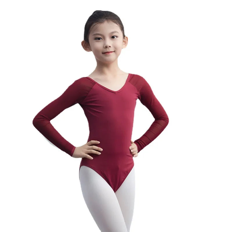 Professional Ballet Dance Dress for Girls Kids Mesh Splice Dancewear Gymnastics Leotard Children Stage Performance Wear