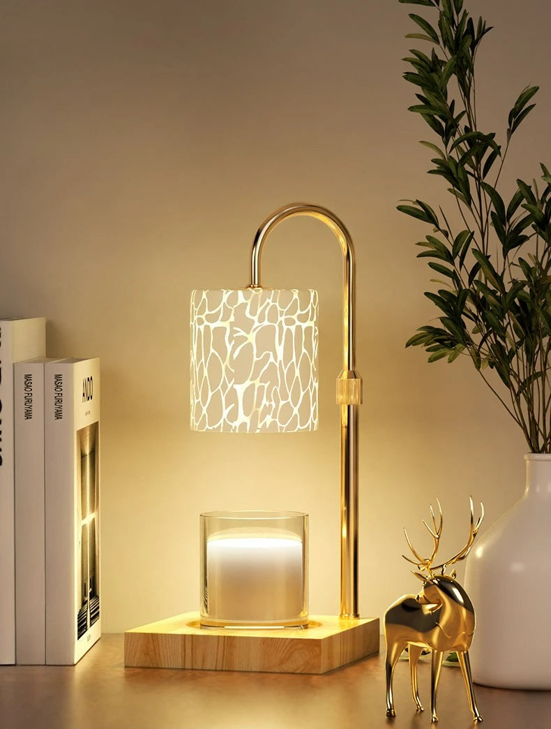 Flameless Candle Warmer Lamp - Adjustable Dimmable Night Light & Aroma Diffuser Eye-Caring Bedside Table Lamp