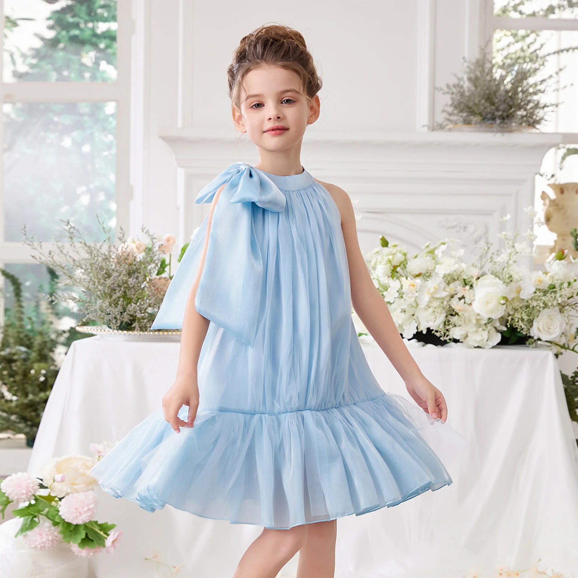 Luxury Layered Cake Girls Princess Dress Elegant Tulle Puffy Gown Children Birthday Party Dress for Flower Girl Wedding Vestidos