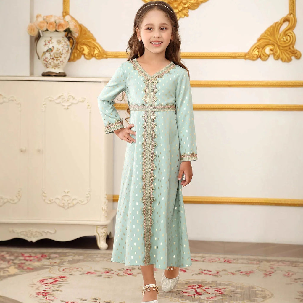 Floral Print Girls Princess Dress Long Sleeve Kids Elegant Tulle Gown Child Formal Party Event Dress for Spring Autumn Vestidos