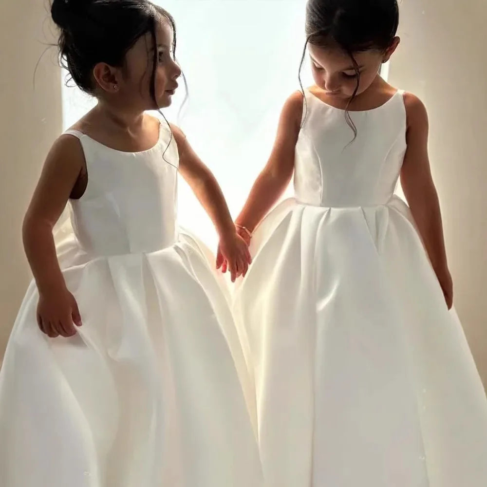 Flower Girl Dress for Wedding Kids Long Train Princess Gown Toddler First Communion Dress Girls Catwalk Show Vestidos