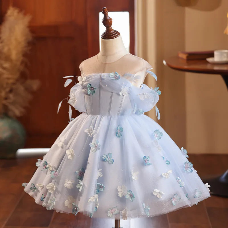 Elegant Flower Girl Dress for Wedding Kids Luxury Princess Gown Children Catwalk Runway Performance Boutique Party Vestidos