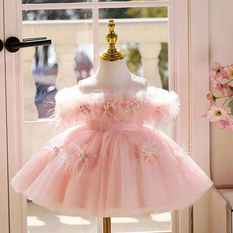 Girls Princess Dress Sweet Puffy Tulle Gown Kids Luxury Formal Party Event Dress Children Piano Performance Show Vestidos