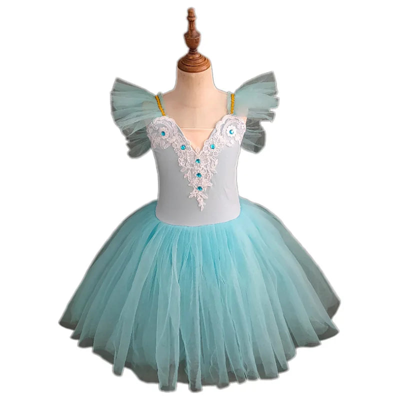 School Stage Performance Girls Ballet Dress Kids Professional Tutu Skirt Children Gymnastics Leotard Team Dance Wear Outfits