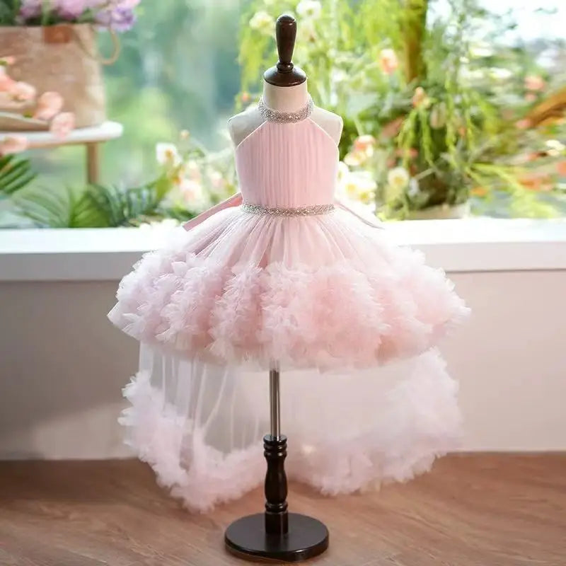 Girls Luxury Evening Gown Kids Princess Dress for Host Catwalk Show Children Piano Performance Outfits Vestidos