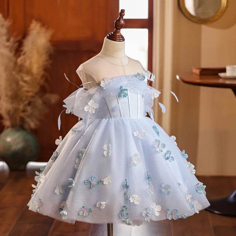 Elegant Flower Girl Dress for Wedding Kids Luxury Princess Gown Children Catwalk Runway Performance Boutique Party Vestidos