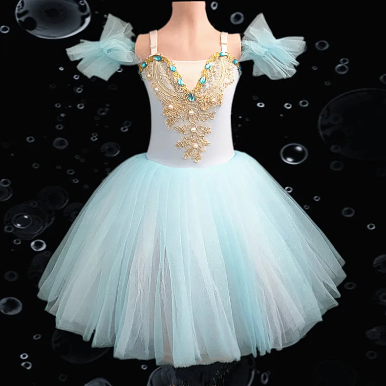 Professional Kids Ballet Dance Dress Girls Soft Mesh Tutu Skirt Children Gymnastics Exercise Leotard Stage Performance Clothing