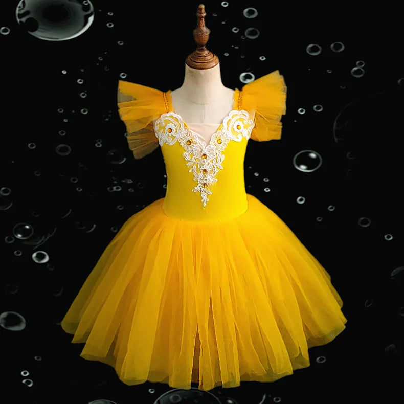 School Stage Performance Girls Ballet Dress Kids Professional Tutu Skirt Children Gymnastics Leotard Team Dance Wear Outfits