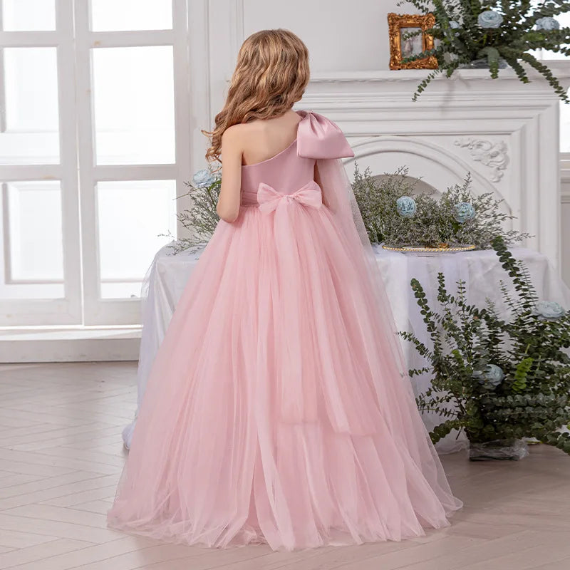Flower Girl Dress for Wedding Kids Long Evening Gown Luxury Princess Tulle Dresses Big Girls Birthday Party Performance Vestidos