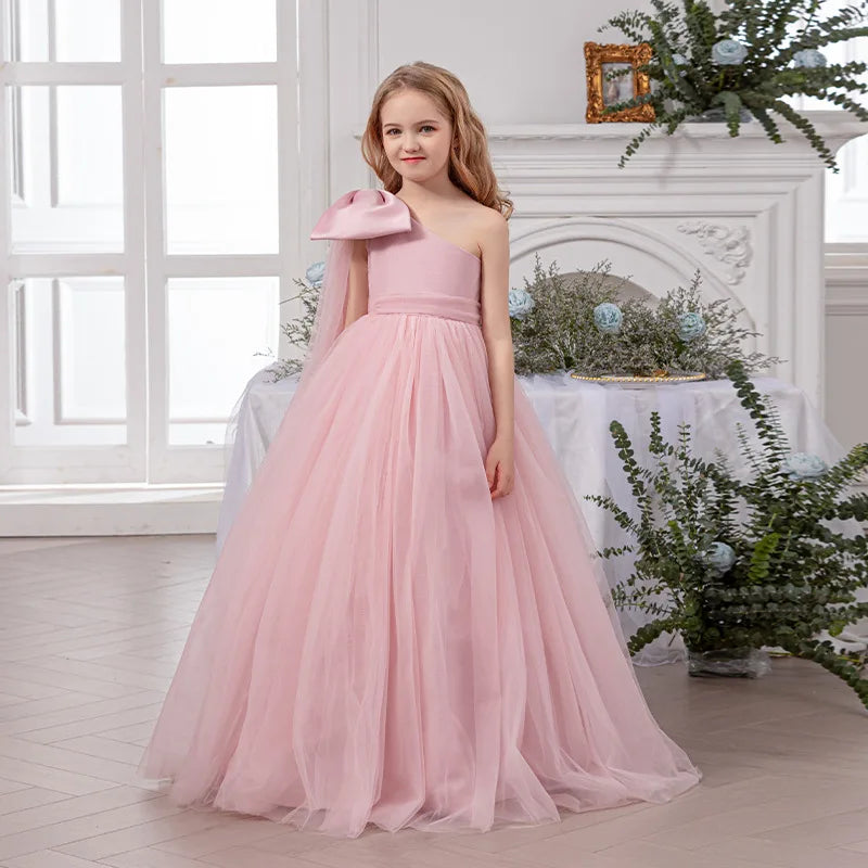 Flower Girl Dress for Wedding Kids Long Evening Gown Luxury Princess Tulle Dresses Big Girls Birthday Party Performance Vestidos