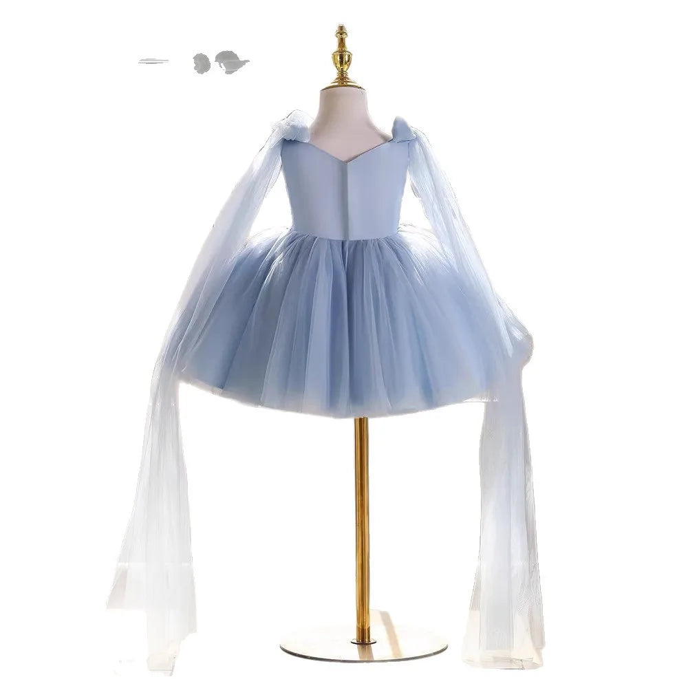 Luxury 3D Floral Girls Dress for Wedding Kids High-end Piano Performance Gown Children Host Catwalk Outfits Birthday Party Wear