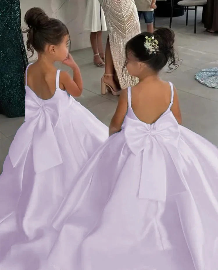 Flower Girl Dress for Wedding Kids Long Train Princess Gown Toddler First Communion Dress Girls Catwalk Show Vestidos
