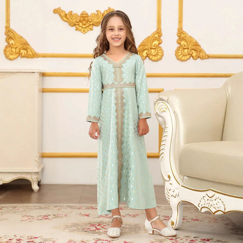 Floral Print Girls Princess Dress Long Sleeve Kids Elegant Tulle Gown Child Formal Party Event Dress for Spring Autumn Vestidos