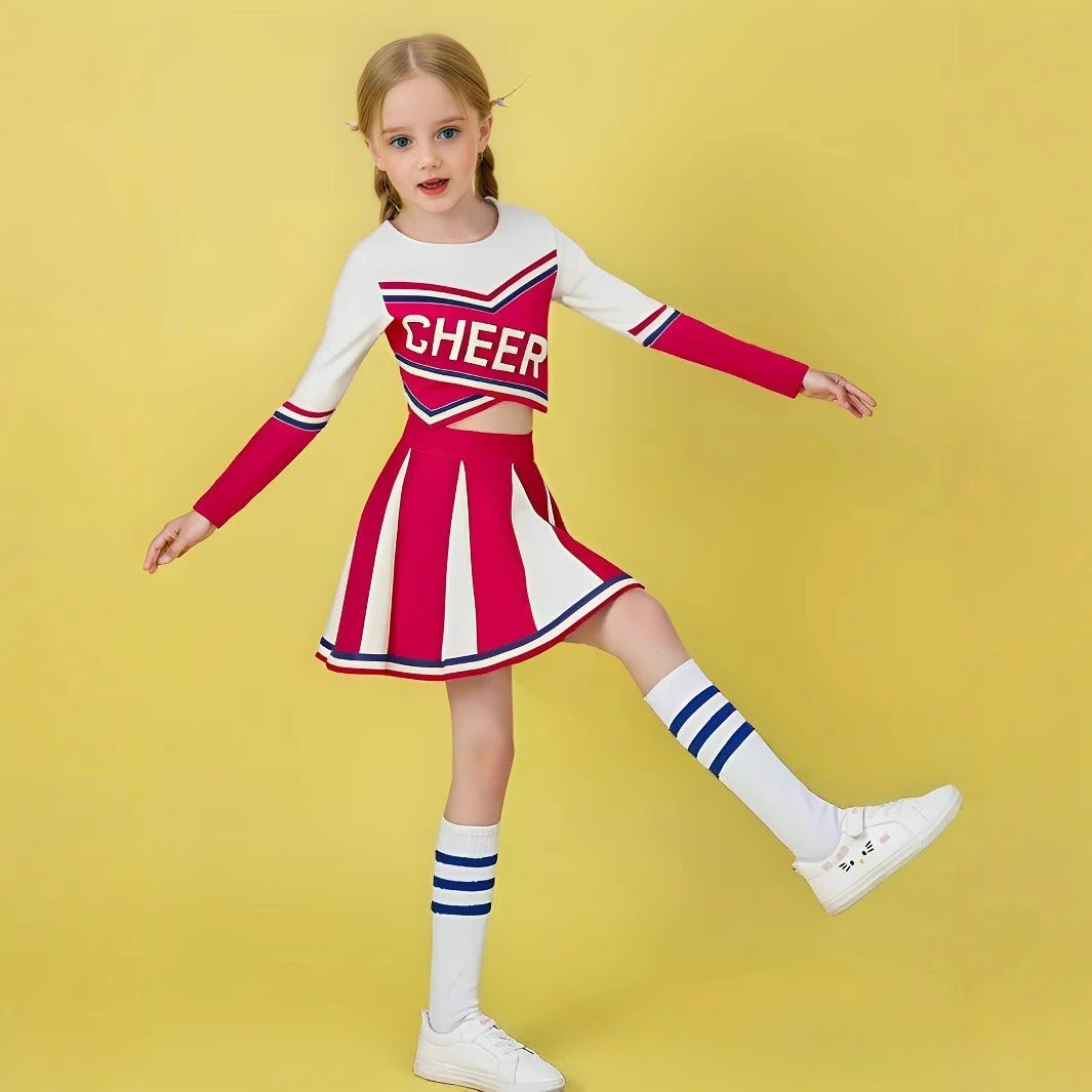 Professional Kid Cheerleading Uniform Outfits Girl Aerobics Gymnastics Suit Children Competitive Dance Team Performance Vestidos