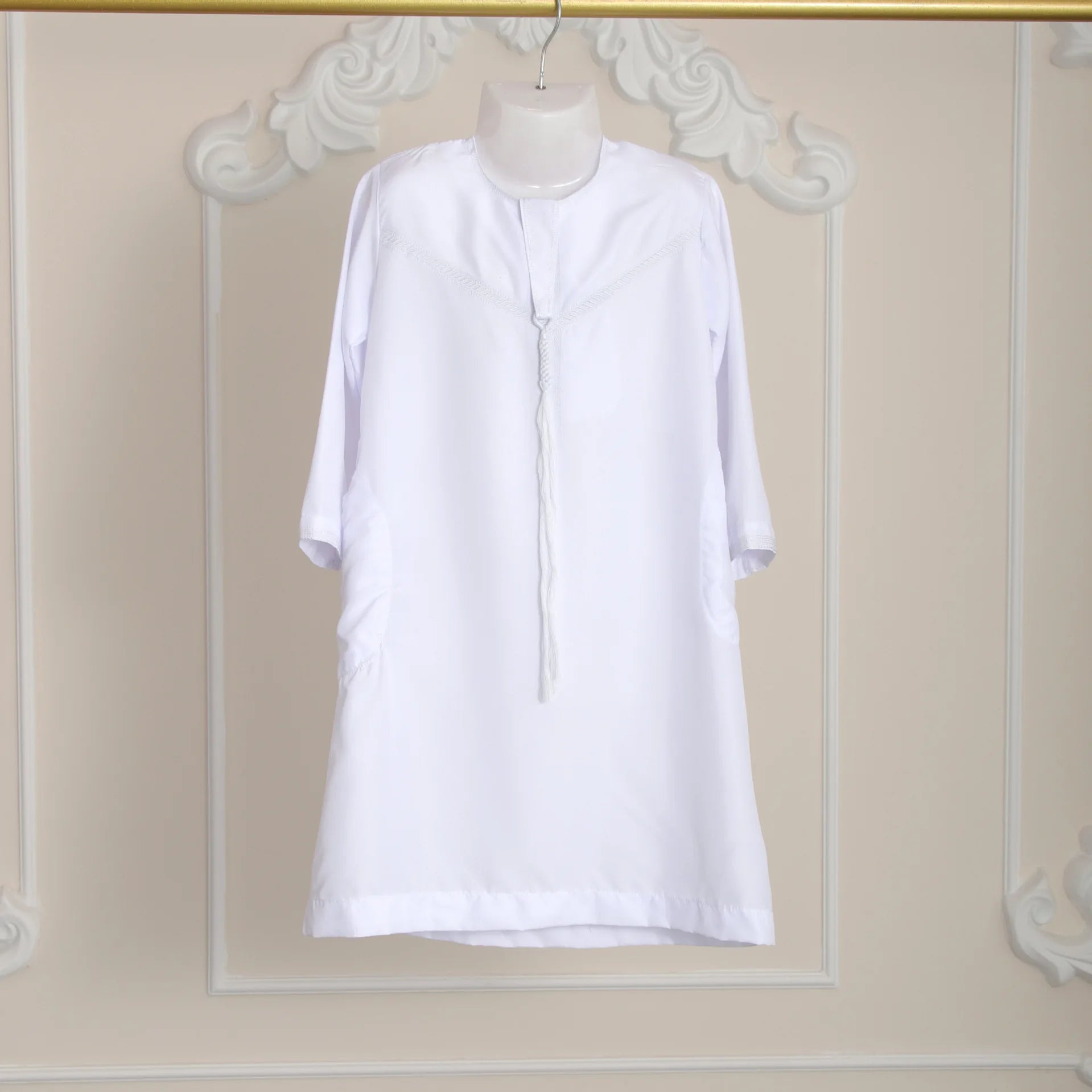 Muslim Kids Thobe Boys Islamic Kaftan Robe Children Arabic Saudi Abaya White Long Gown Ramadan Eid Prayer Performance Clothing